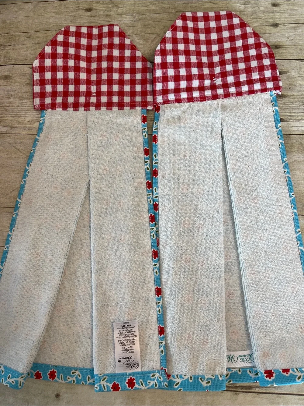 Sewn Top Towel with Red Gingham Check Top Pioneer Woman Set of Two